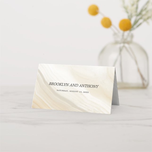 Beige Marble Texture  Place Card (Back)