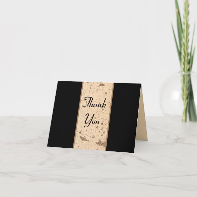 Beige Marble Thank You Note Card (Front)