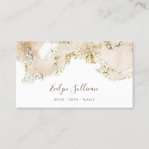 beige marbling design business card