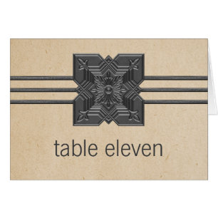 Beige Medallion Border Table Number Card