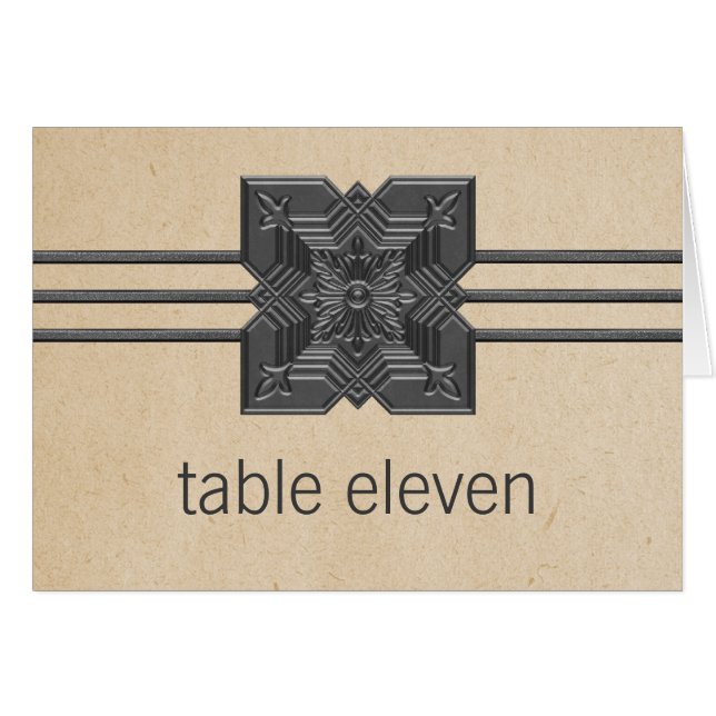 Beige Medallion Border Table Number Card (Front Horizontal)