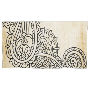 Beige Mehndi Motif Pillow Case