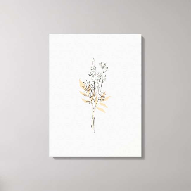 Beige Minimal Line art fleur toile Imprimer (Recto)