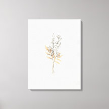 Beige Minimal Line art flower Canvas Print