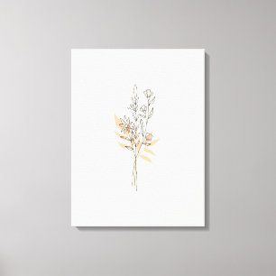 Beige Minimal Line art flower Canvas Print