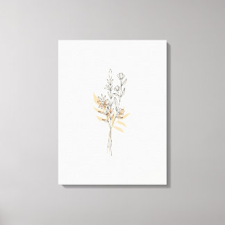 Beige Minimal Line art flower Canvas Print
