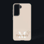 Beige Minimal Modern Initial Monogram Name  Samsung Galaxy Case<br><div class="desc">Do you love to change your iPhone cover as often as we do? Check out this Beige Minimal Modern Initial Monogram Name Samsung Galaxy S21 Case. You can personalize it very easily with your own name and monogram. And as a bonus,  there are some added doodle stars. Happy customizing!</div>