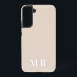 Beige | Minimal Modern Initial Monogram Samsung Galaxy Case<br><div class="desc">This stylish phone case design features a simple modern design with beige colour theme. Make one of a kind phone case with custom initials and name. It will be a cool, unique gift for someone special or yourself. If you want to change the fonts or position, click the "Customize further"...</div>
