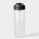 Beige Minimal Modern Initial Monogram Water Bottle<br><div class="desc">This custom water bottle design features a simple monogram in beige & white colour theme. Make one of a kind drinkware with your initial and name. This personalized water bottle will be a unique gift for someone special or yourself. If you want to change the fonts or position, click the...</div>