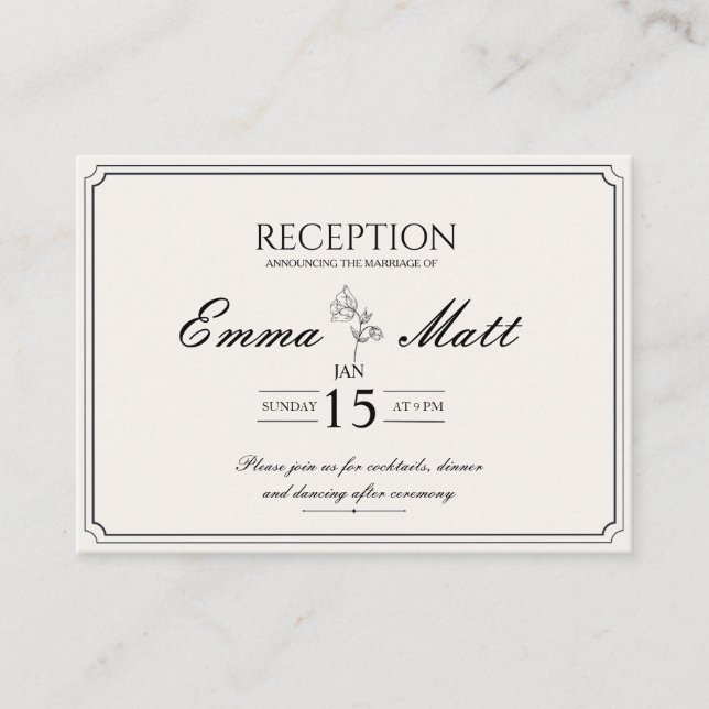 Beige minimal modern réception wedding invitation  (Devant)