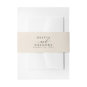 Beige Minimal Modern Wedding Invitation Belly Band
