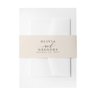 Beige Minimal Modern Wedding Invitation Belly Band