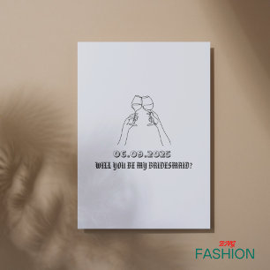 Beige Minimalist Bridesmaid Proposal Invitation