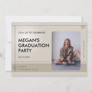 Beige Minimalist Casual photo graduation Invitation