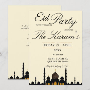 Beige Minimalist  elegant Eid Party Invitation 