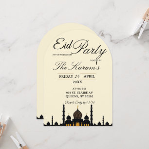 Beige Minimalist elegant Eid Party Invitation Card