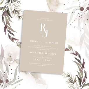 Beige Minimalist Elegant Wedding Invitation
