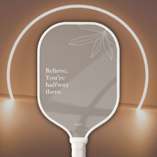 Beige Minimalist Floral with your Quote Pickleball Paddle