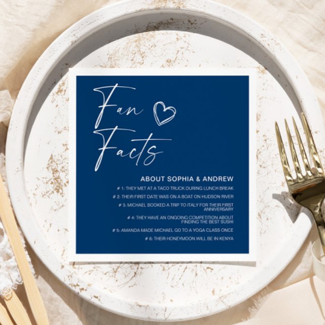 Beige Minimalist Fun Facts Wedding Napkins (Creator Uploaded)