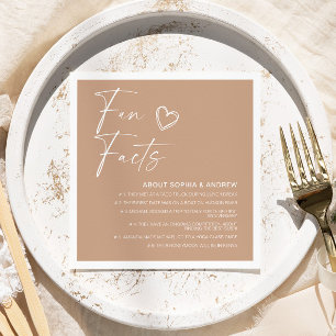 Beige Minimalist Fun Facts Wedding Napkins