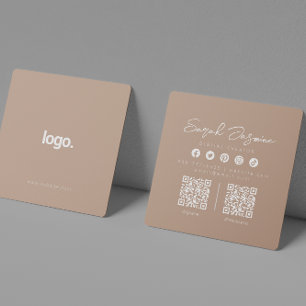 Beige Minimalist Modern Influencer Scannable Square Business Card