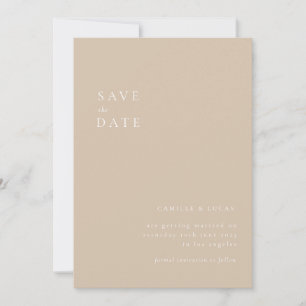 Beige Minimalist Text and Photo Save the date Invitation