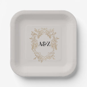 Beige Minimalist WEDDING Paper Plate