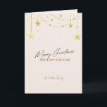 Beige Minimalistic Christmas Card Custom Photo<br><div class="desc">Light beige minimalistic Christmas folded card with gold star accents,  customizable text for your message,  and a custom photo on the back.</div>