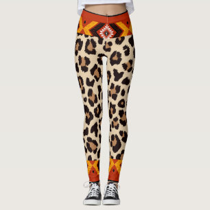 Beige Mix tiger  Pattern Capri  Leggings
