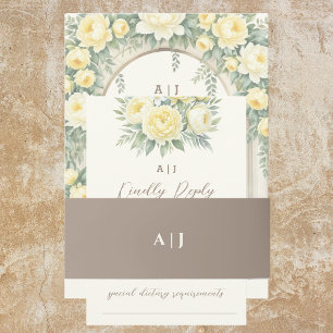 Beige Mocha Monogram Wedding Invitation Belly Band
