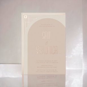 Beige Modern Deco Arch Foil Invitation