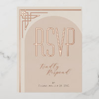 Beige Modern Deco Arch Foil RSVP Card