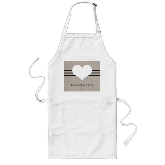 Beige Modern Heart Apron (Front)