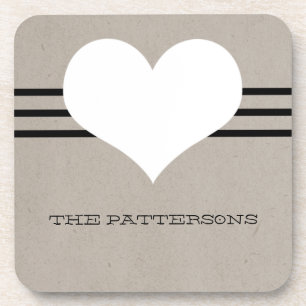 Beige Modern Heart Coaster Set