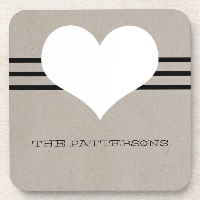 Beige Modern Heart Coaster Set (Front)