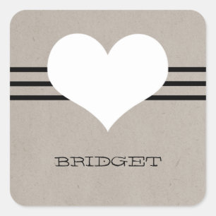 Beige Modern Heart Stickers