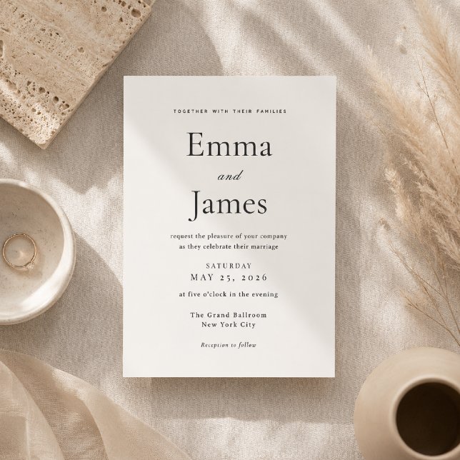 Beige Modern Minimal Wedding Invitation (Elegant Beige Modern Minimal wedding invitation with timeless editorial styling.)