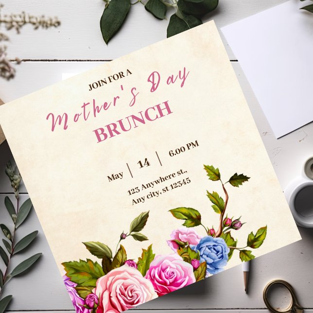 Beige Modern Mother's Day Brunch Invitation (Creator Uploaded)