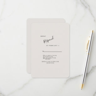 Beige Modern Wedding RSVP Rounded Card