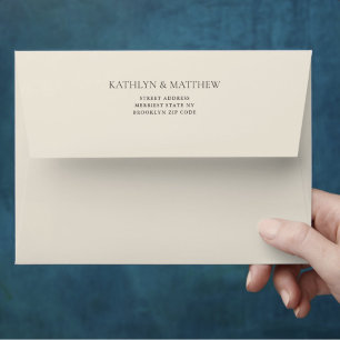 Beige Modern Whimsical Script Minimalist Wedding Envelope