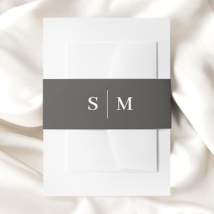 Beige Monogram Classic Elegant Invitation Belly Band