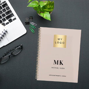 Beige monogram initials business 2026 planner