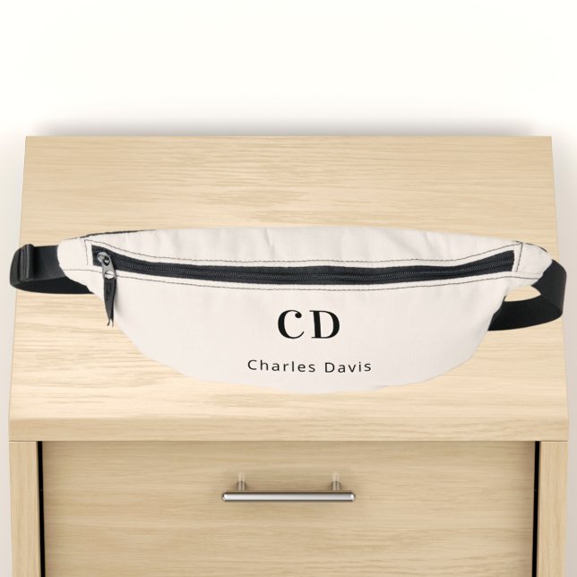 Beige monogram initials name fanny pack (Creator Uploaded)