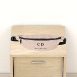Beige monogram initials name fanny pack<br><div class="desc">Beige background,  black text. Personalize and add your monogram initials and full name.</div>