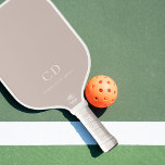 Beige monogram initials name pickleball paddle<br><div class="desc">Beige coloured background.  Personalize and add your monogram initials,  letters and full name. White letters.</div>