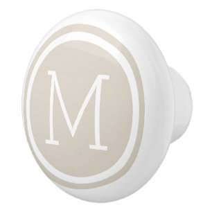 Beige Monogram Personalized Drawer Knob
