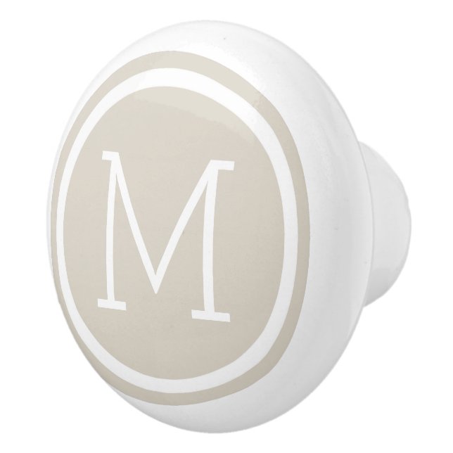 Beige Monogram Personalized Drawer Knob (Right)
