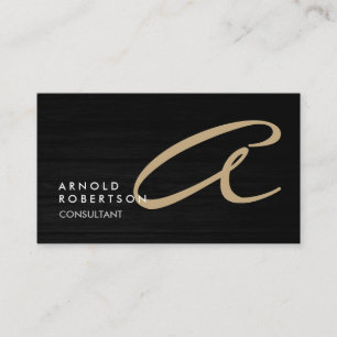 Beige Monogram Wood Effect Customize Business Card