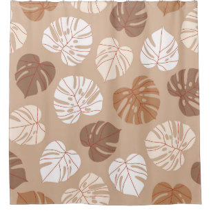 Beige Monstera Leaves: Trendy Hand-Drawn Pattern