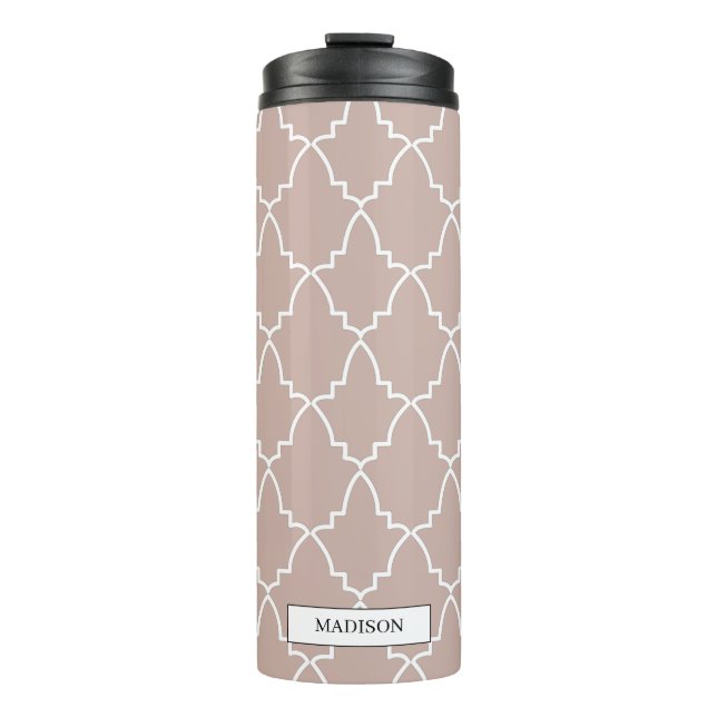 Beige Moroccan Lattice Pattern  Thermal Tumbler (Front)